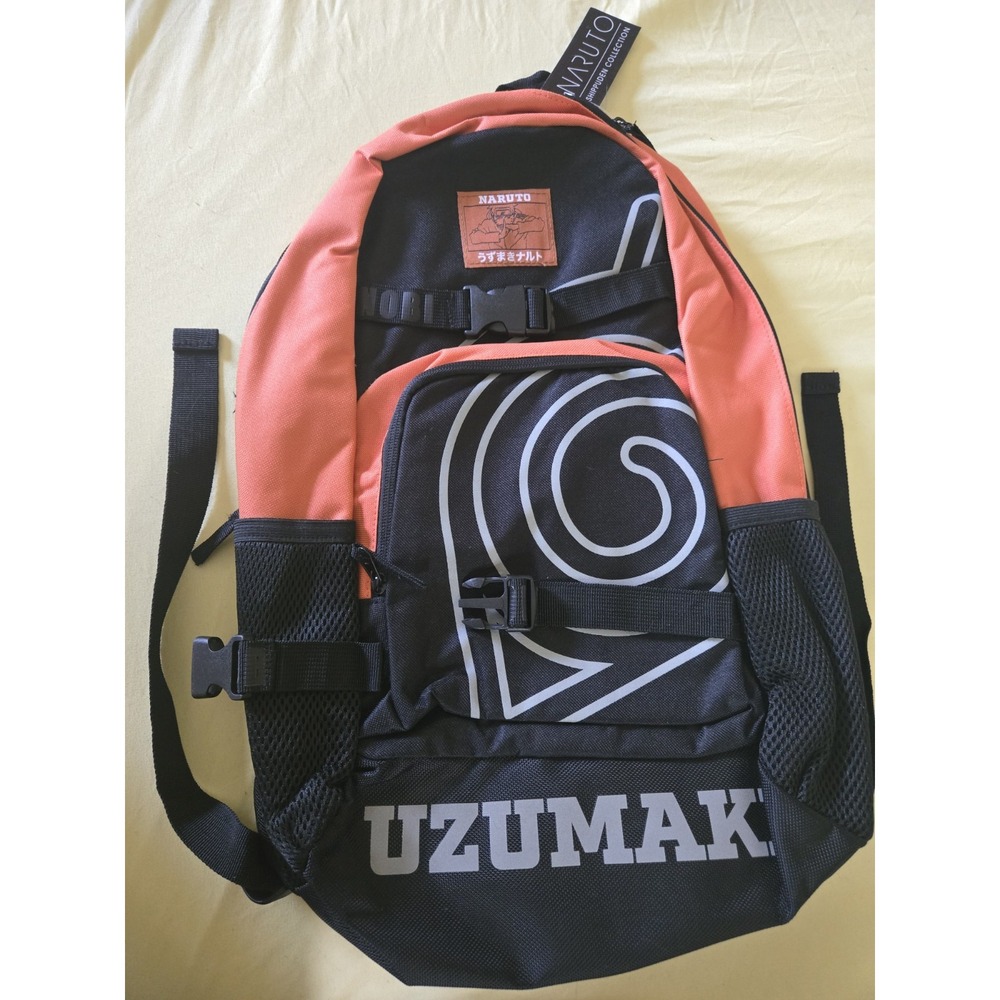 Naruto Uzumaki Leaf Printed Skate Straps Backpack Bioworld NEW W/tags Anime Bag
